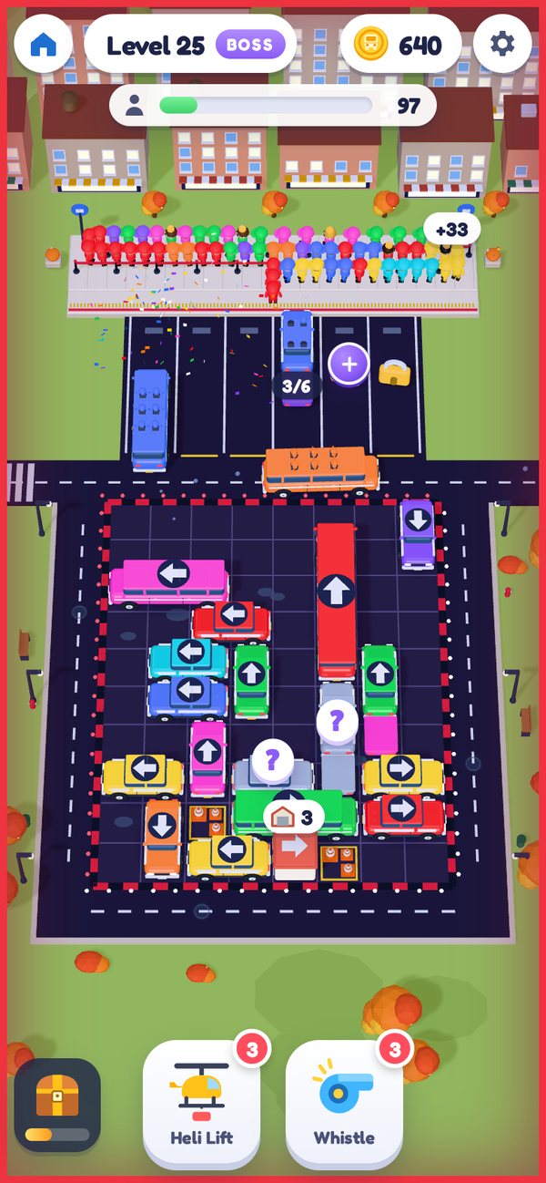 A Boss level with a huge lot and a red border
